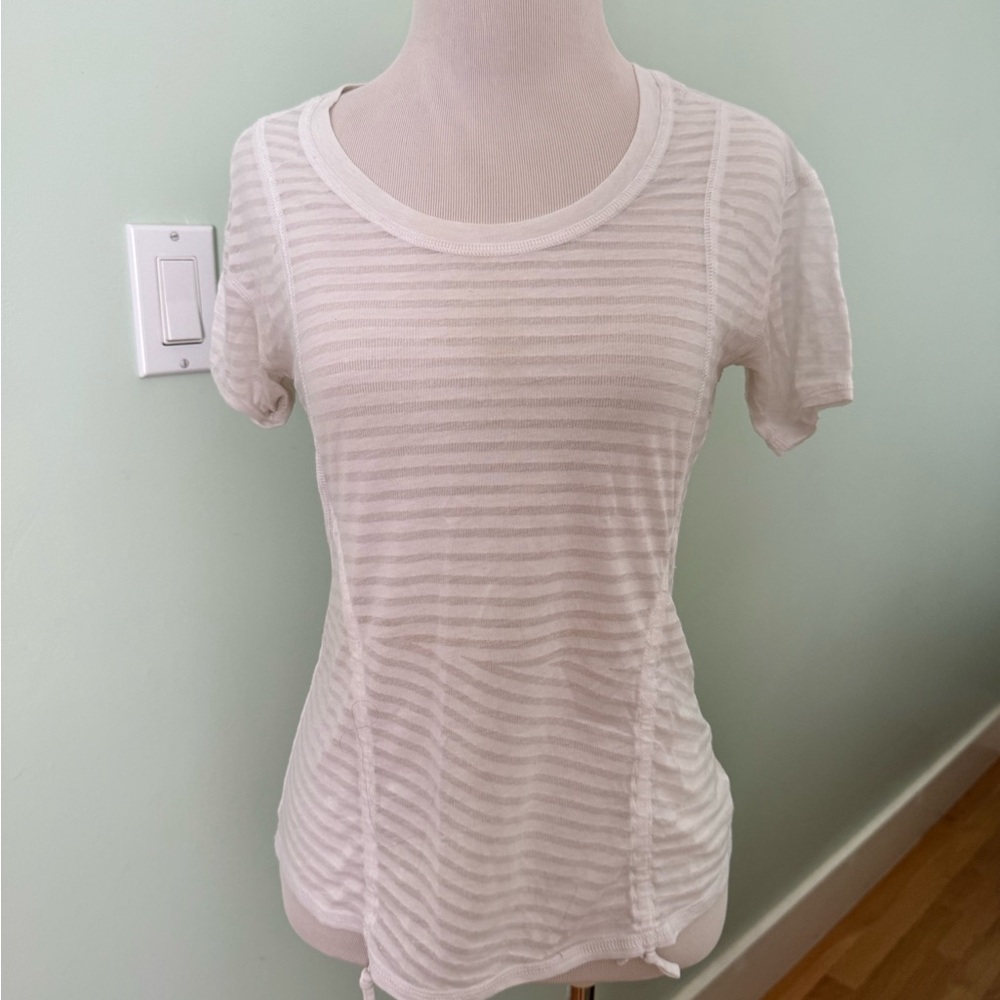 Lucy White Striped Short Sleeve Tee